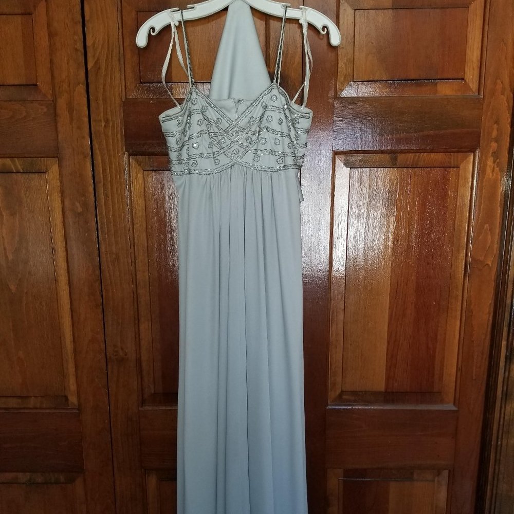 Elegant Shimmery Silver Beaded Gown